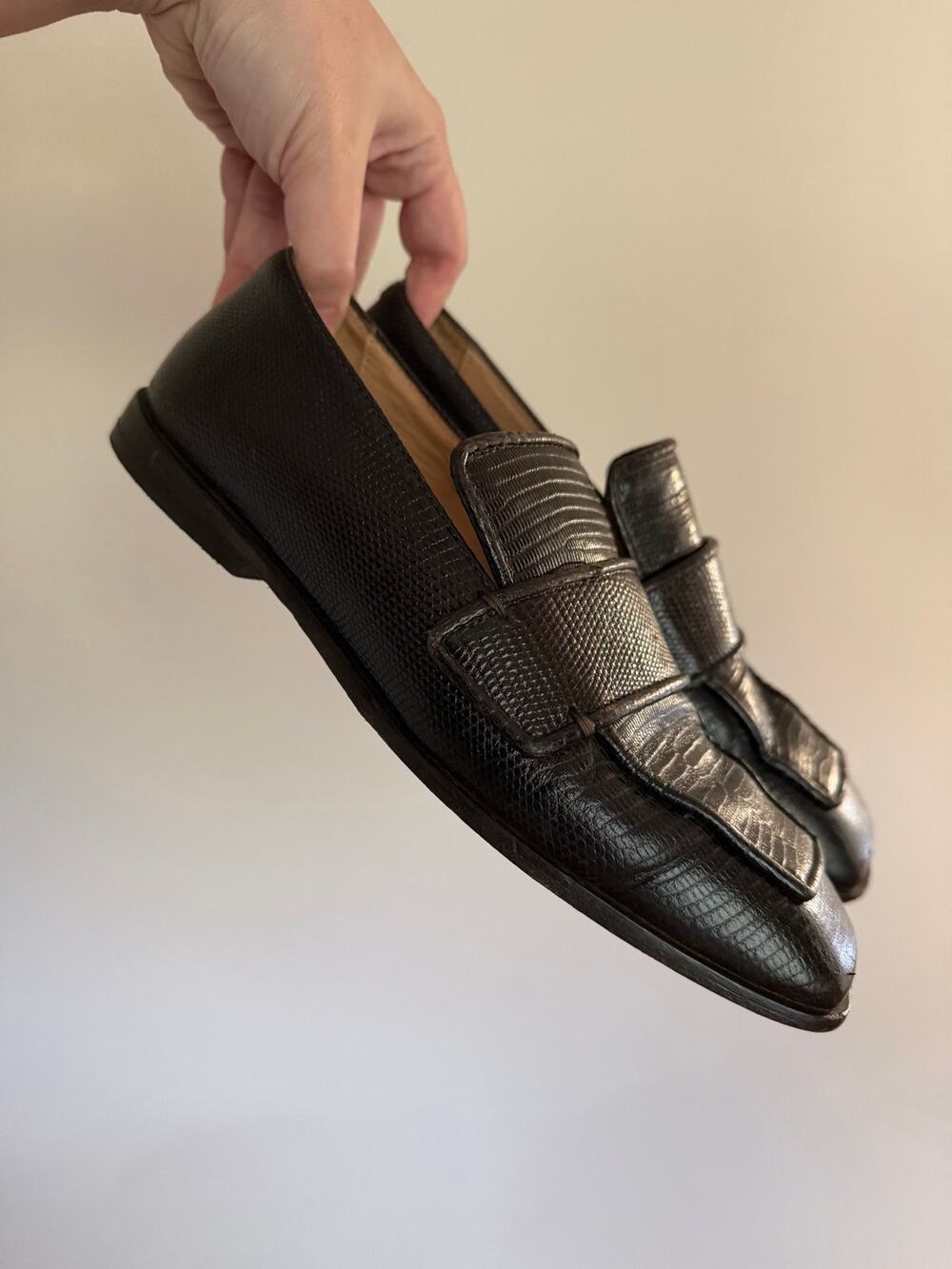 COS square toe leather loafers brown women’s 6